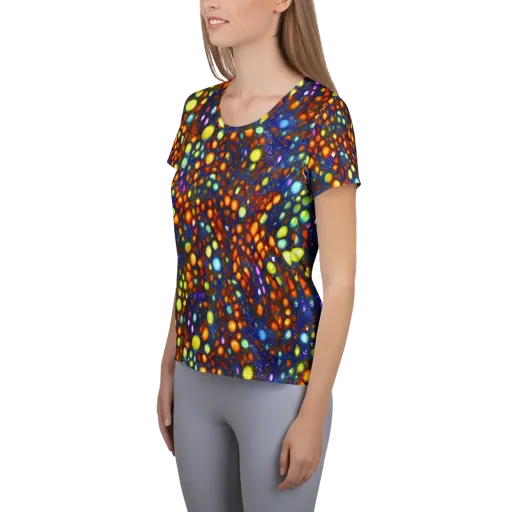 Electric Pebble on a Women's Athletic T-Shirt