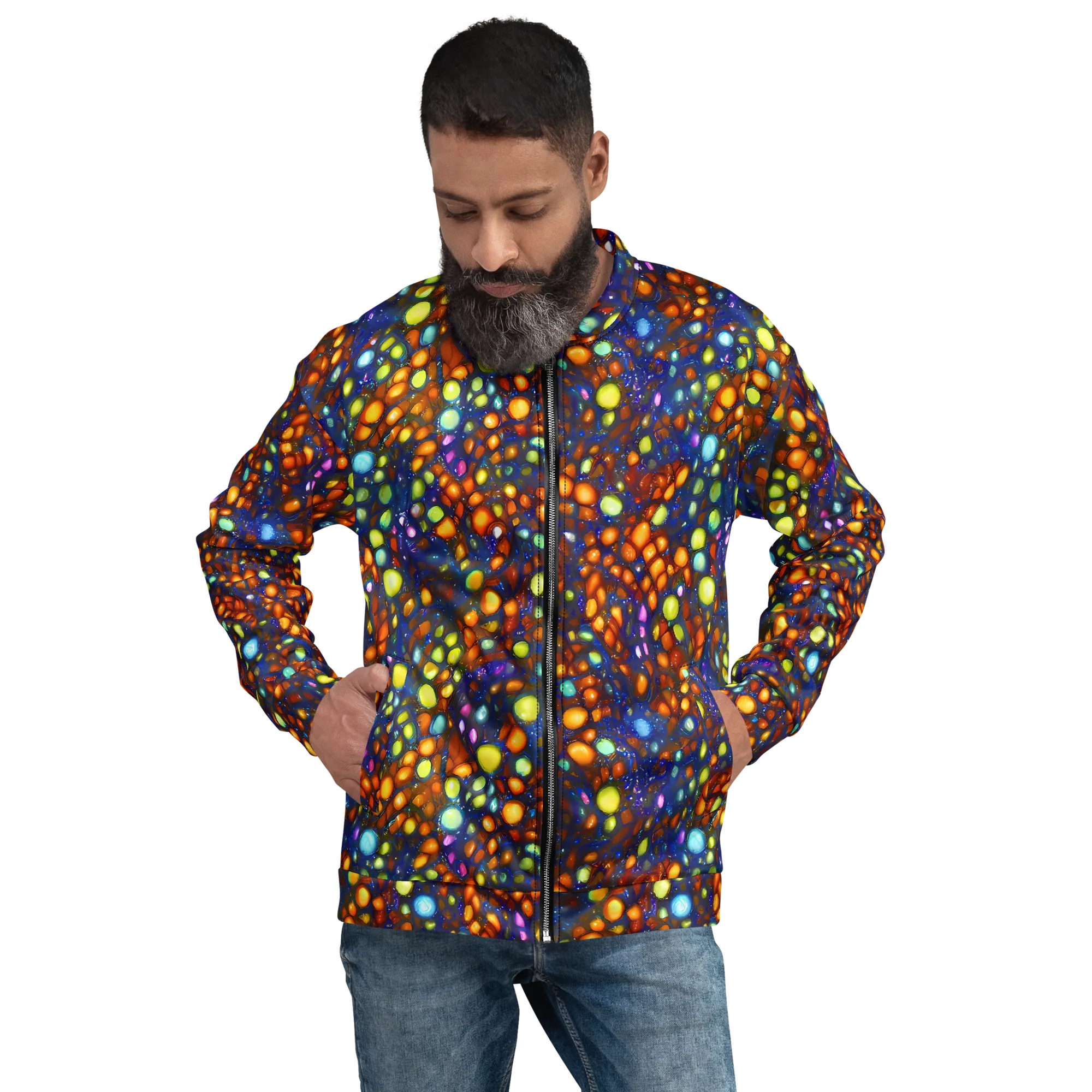 Electric Pebble on Bomber Jacket — Front