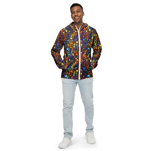 Electric Pebble on a Men's Windbreaker