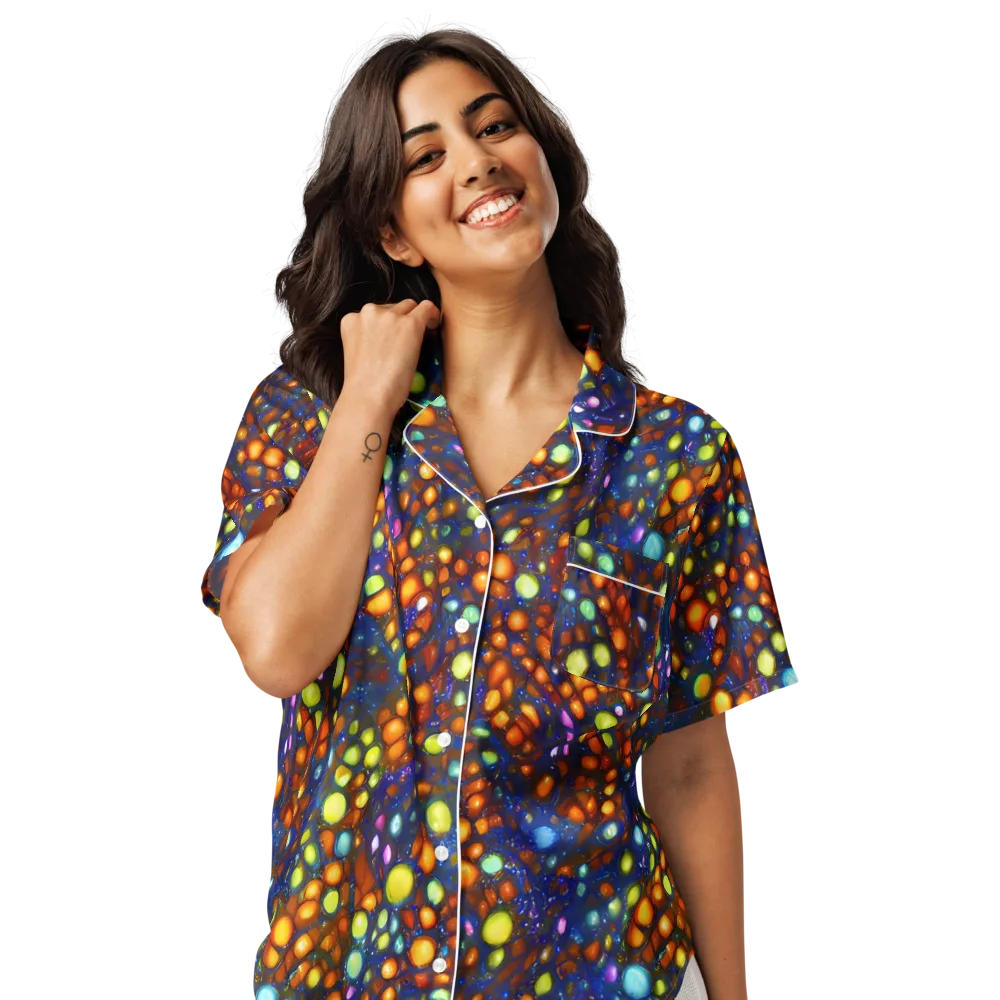 Electric Pebble on Women's Short Sleeve Pajama Top — Front