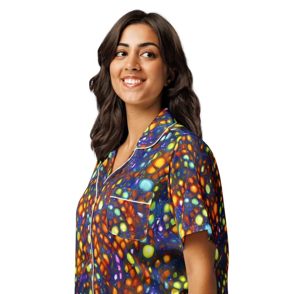 Electric Pebble on Women's Short Sleeve Pajama Top — Left Front