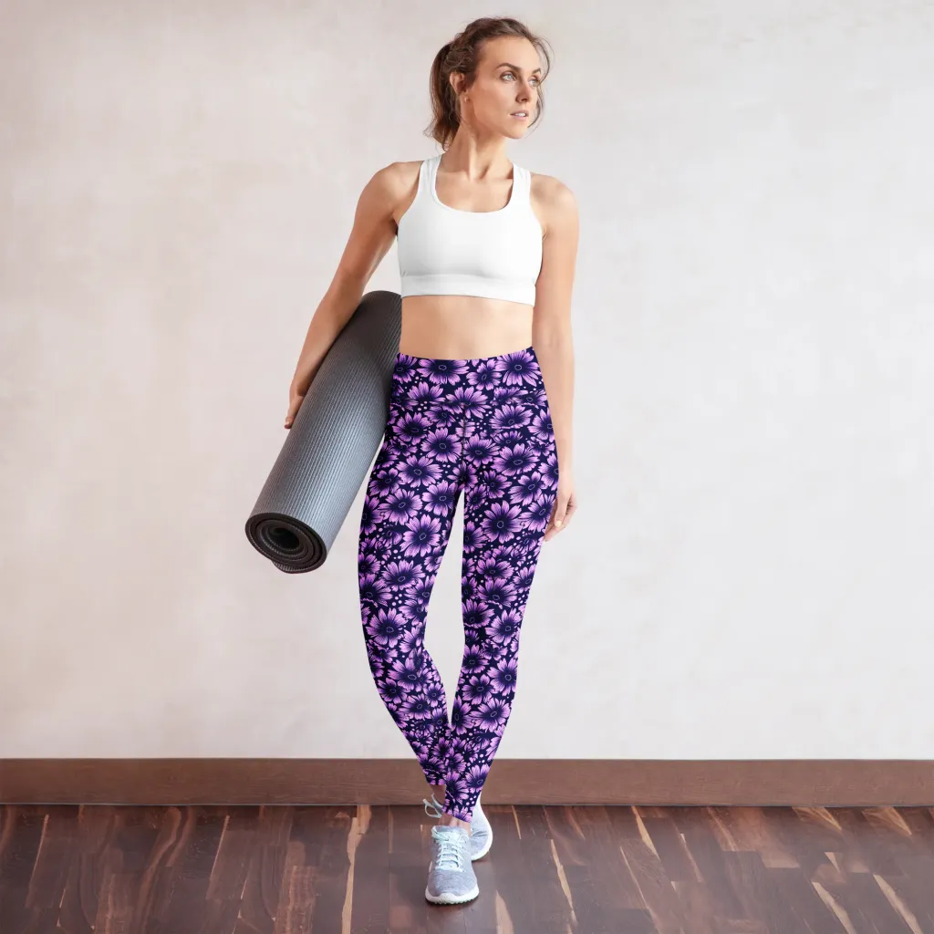 Violet Afterglow on Yoga Leggings — Front