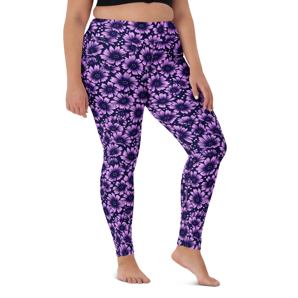 Violet Afterglow on Yoga Leggings — Front