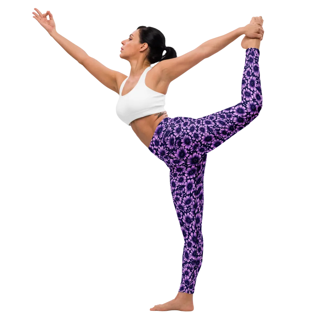 Violet Afterglow on Yoga Leggings — Left