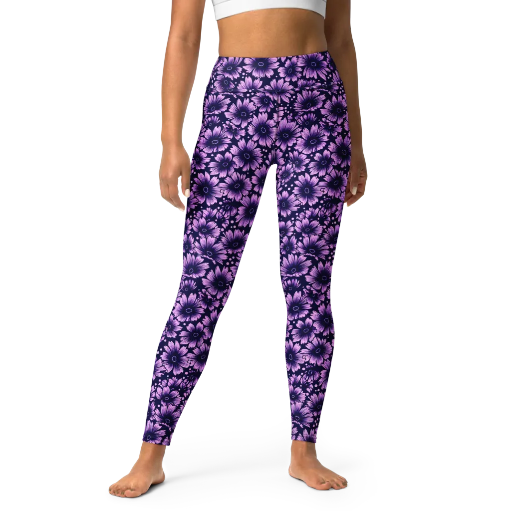Violet Afterglow on Yoga Leggings — Front