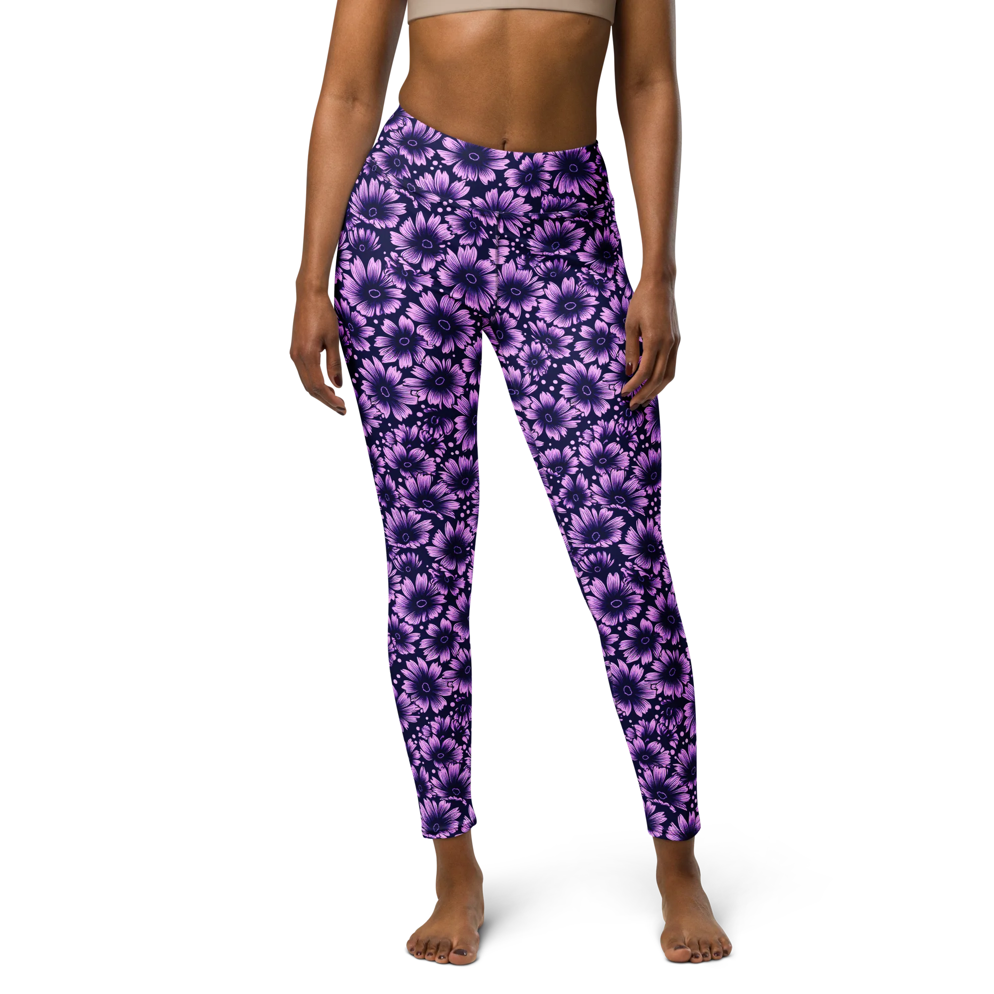 Violet Afterglow on Yoga Leggings — Front