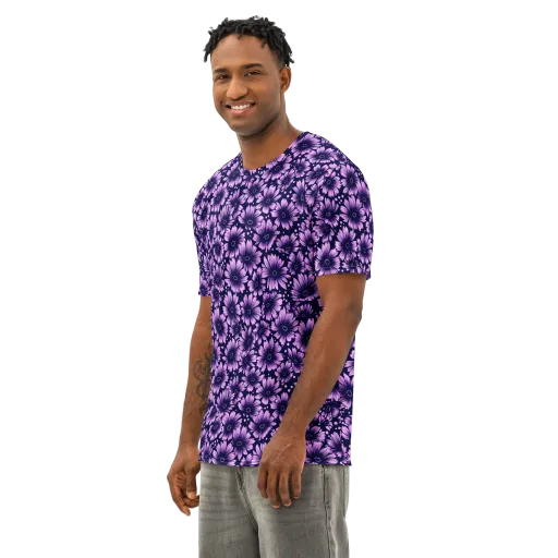 Violet Afterglow on a Men's Cotton Crew Neck T-Shirt