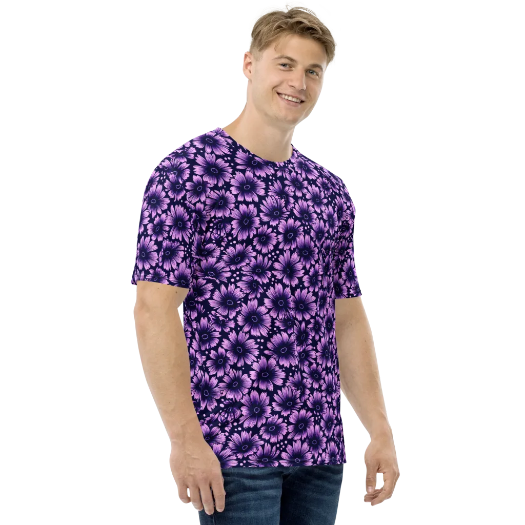 Violet Afterglow on Men's Crew Neck T-Shirt — Right