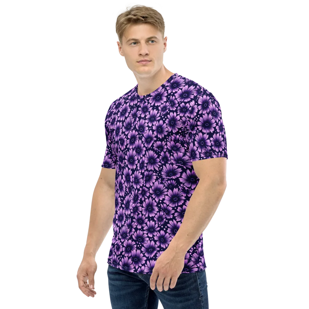 Violet Afterglow on Men's Crew Neck T-Shirt — Left