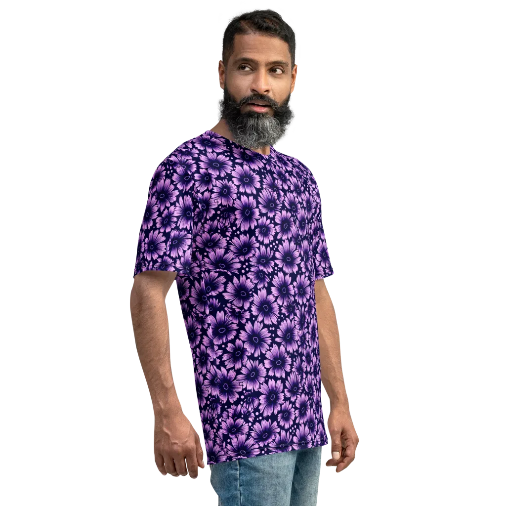 Violet Afterglow on Men's Crew Neck T-Shirt — Right