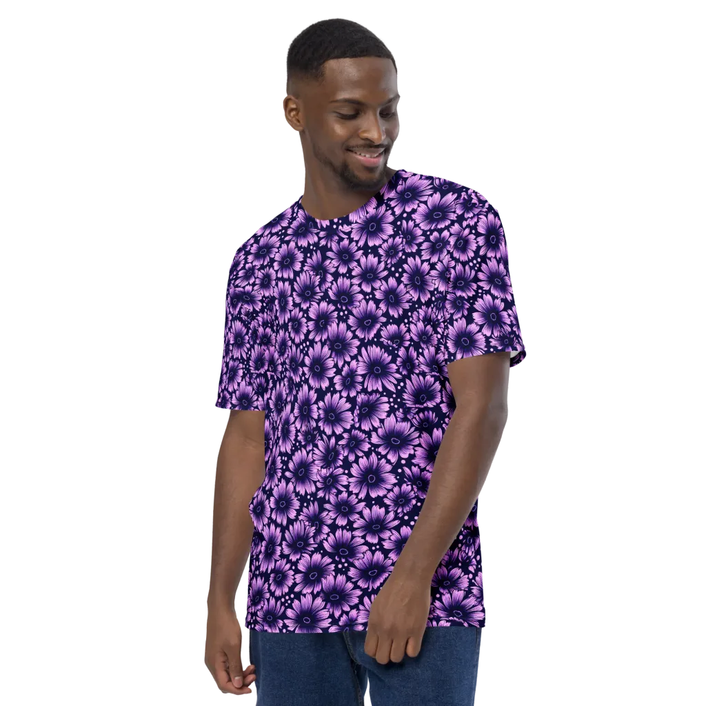 Violet Afterglow on Men's Crew Neck T-Shirt — Left