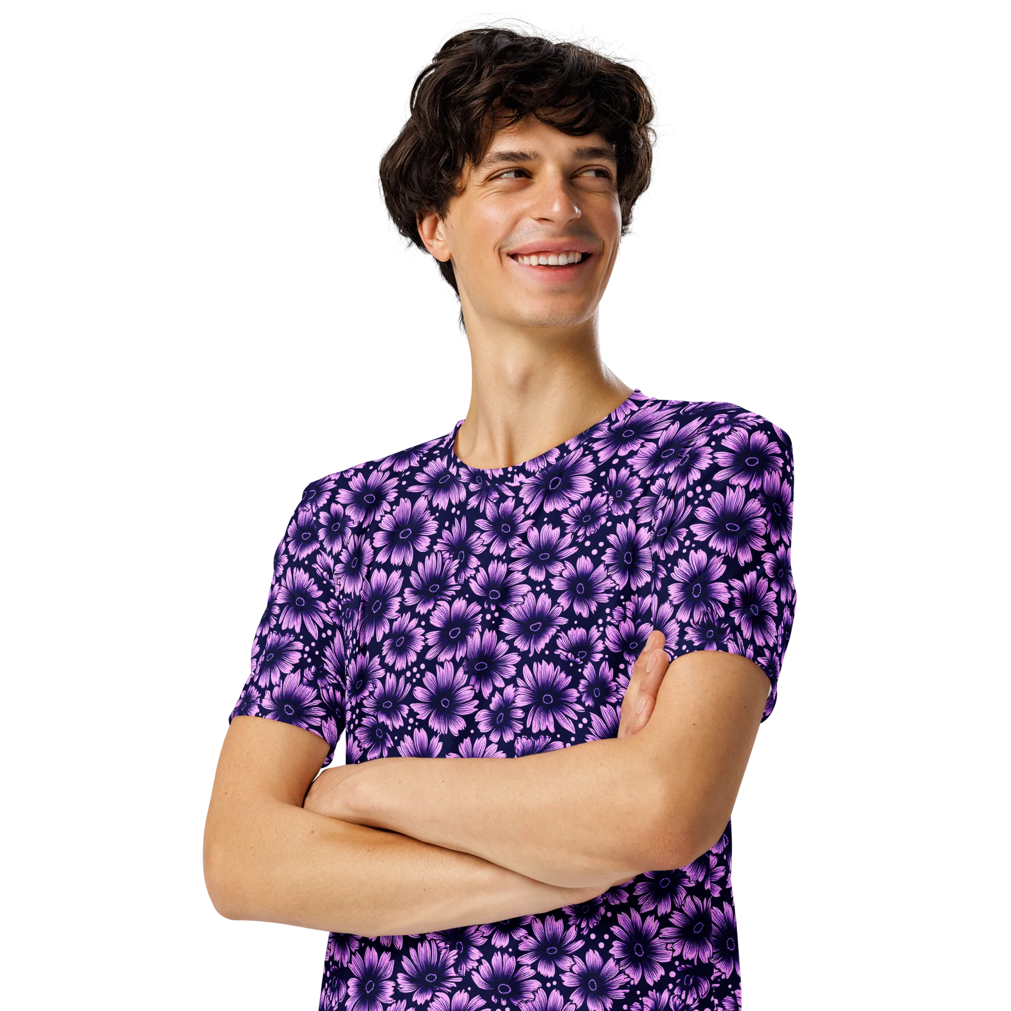 Violet Afterglow on Men's Crew Neck T-Shirt — Left Front