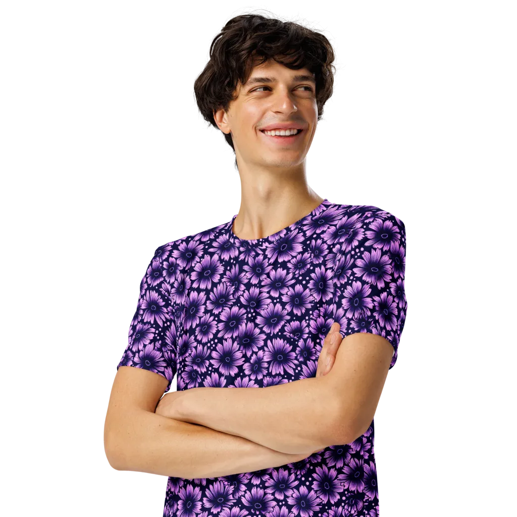 Violet Afterglow on Men's Crew Neck T-Shirt — Left Front