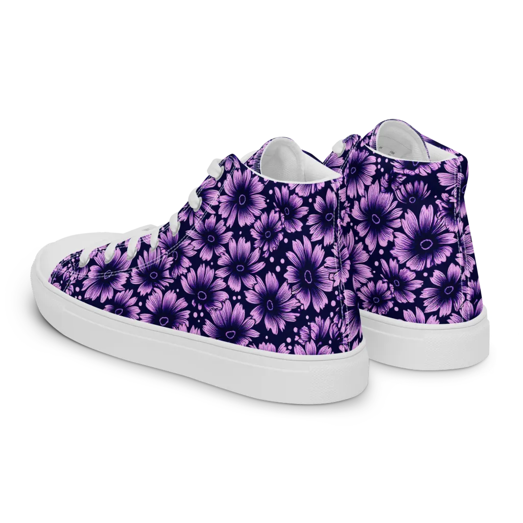 Violet Afterglow on Men's High Top Canvas Shoes — Left Back