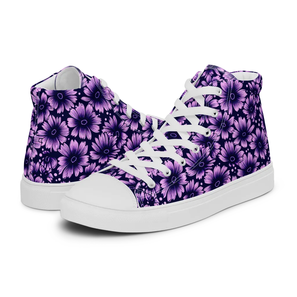 Violet Afterglow on Men's High Top Canvas Shoes — Left