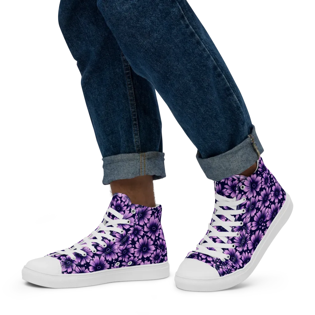 Violet Afterglow on Men's High Top Canvas Shoes — Left