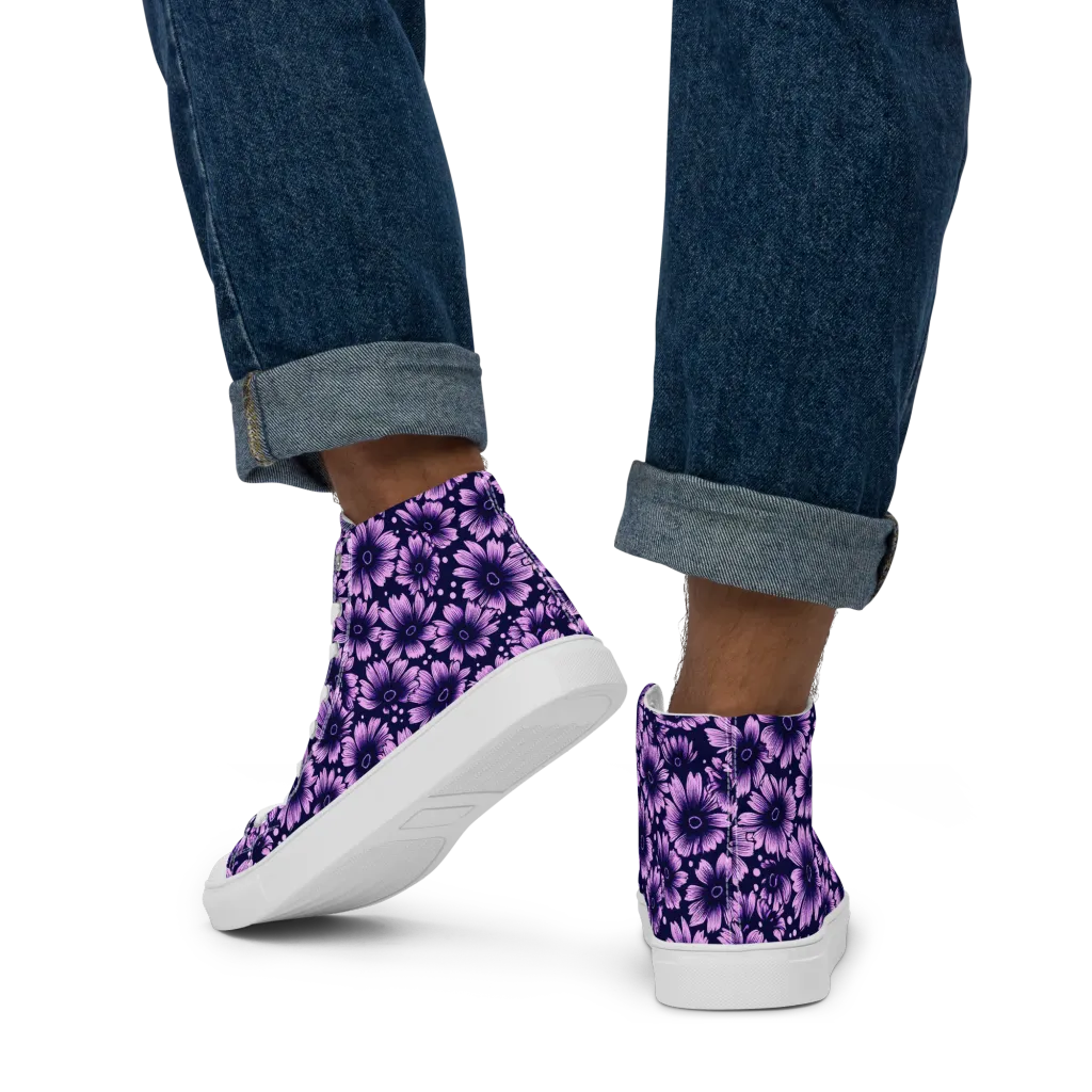 Violet Afterglow on Men's High Top Canvas Shoes — Back