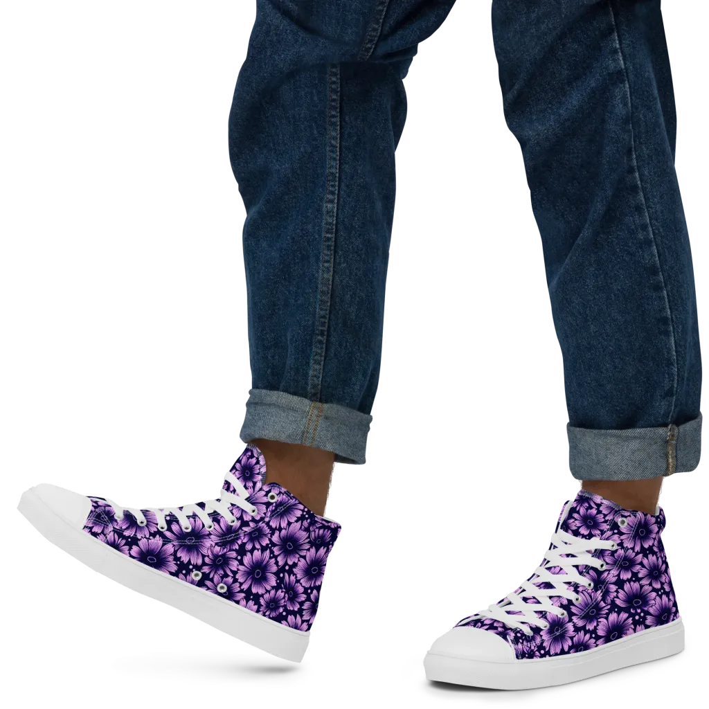 Violet Afterglow on Men's High Top Canvas Shoes — Left