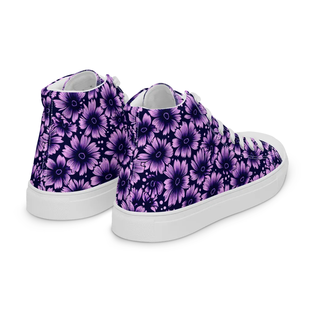 Violet Afterglow on Women's High Top Canvas Shoes — Right Back