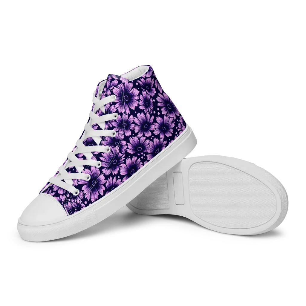 Violet Afterglow on Women's High Top Canvas Shoes — Left