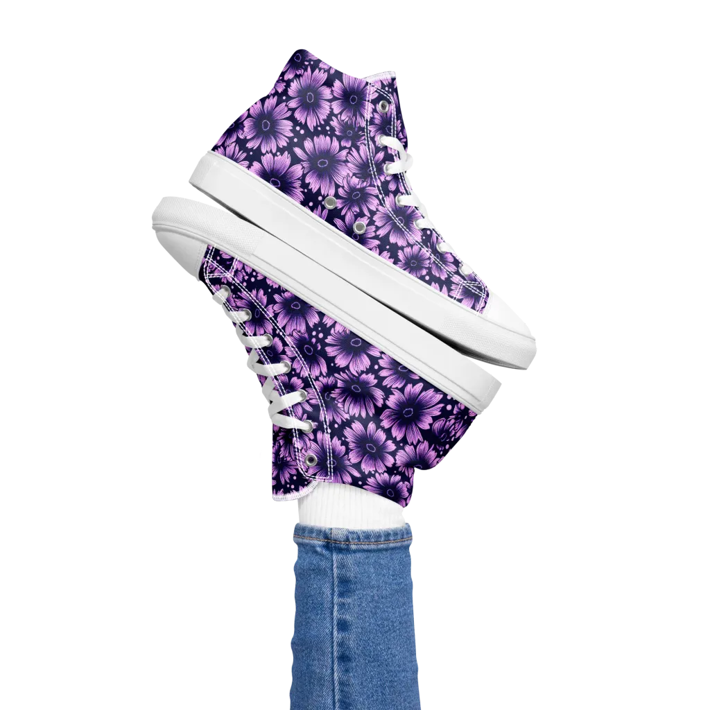 Violet Afterglow on Women's High Top Canvas Shoes — Left