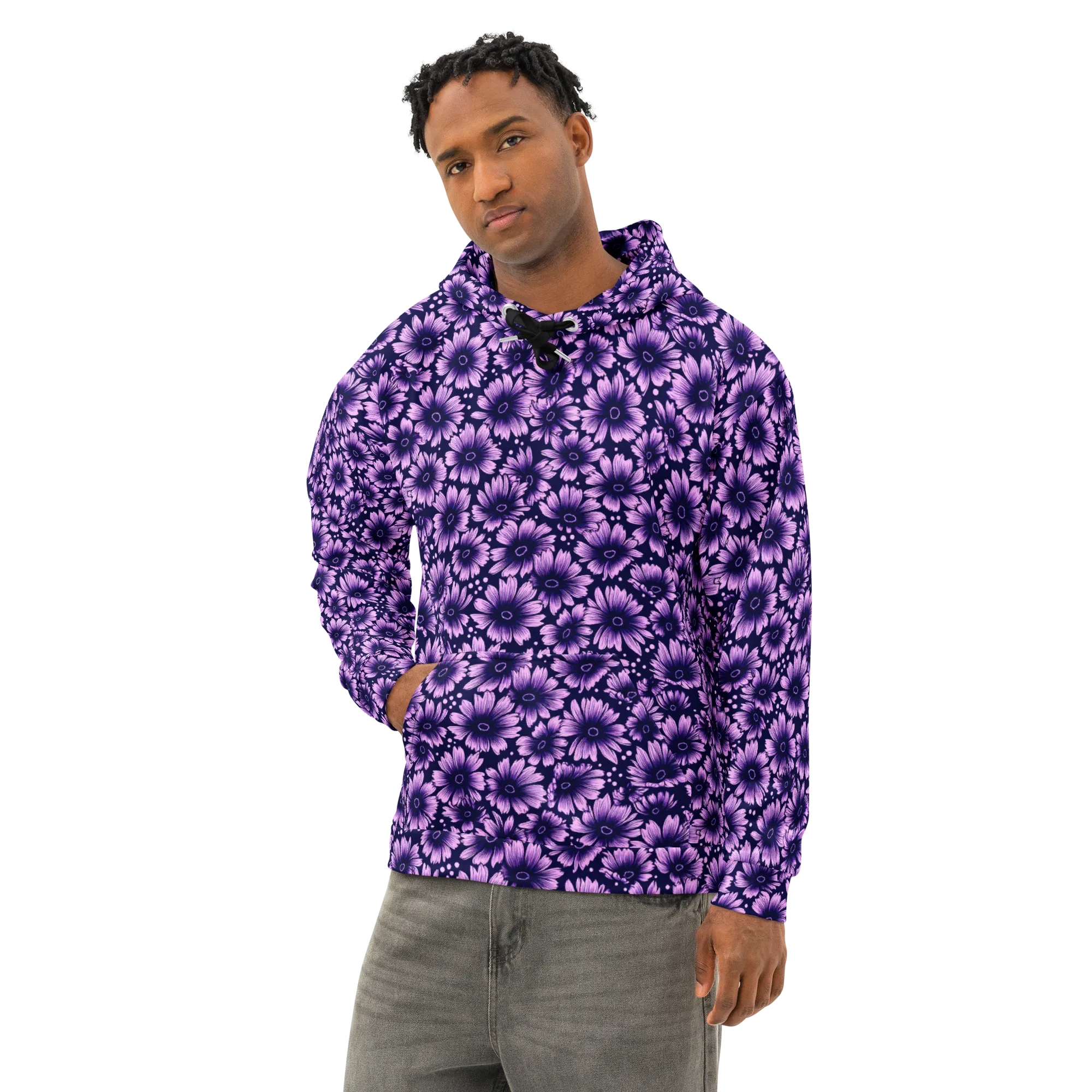 Violet Afterglow on Cotton Hoodie — Left Front