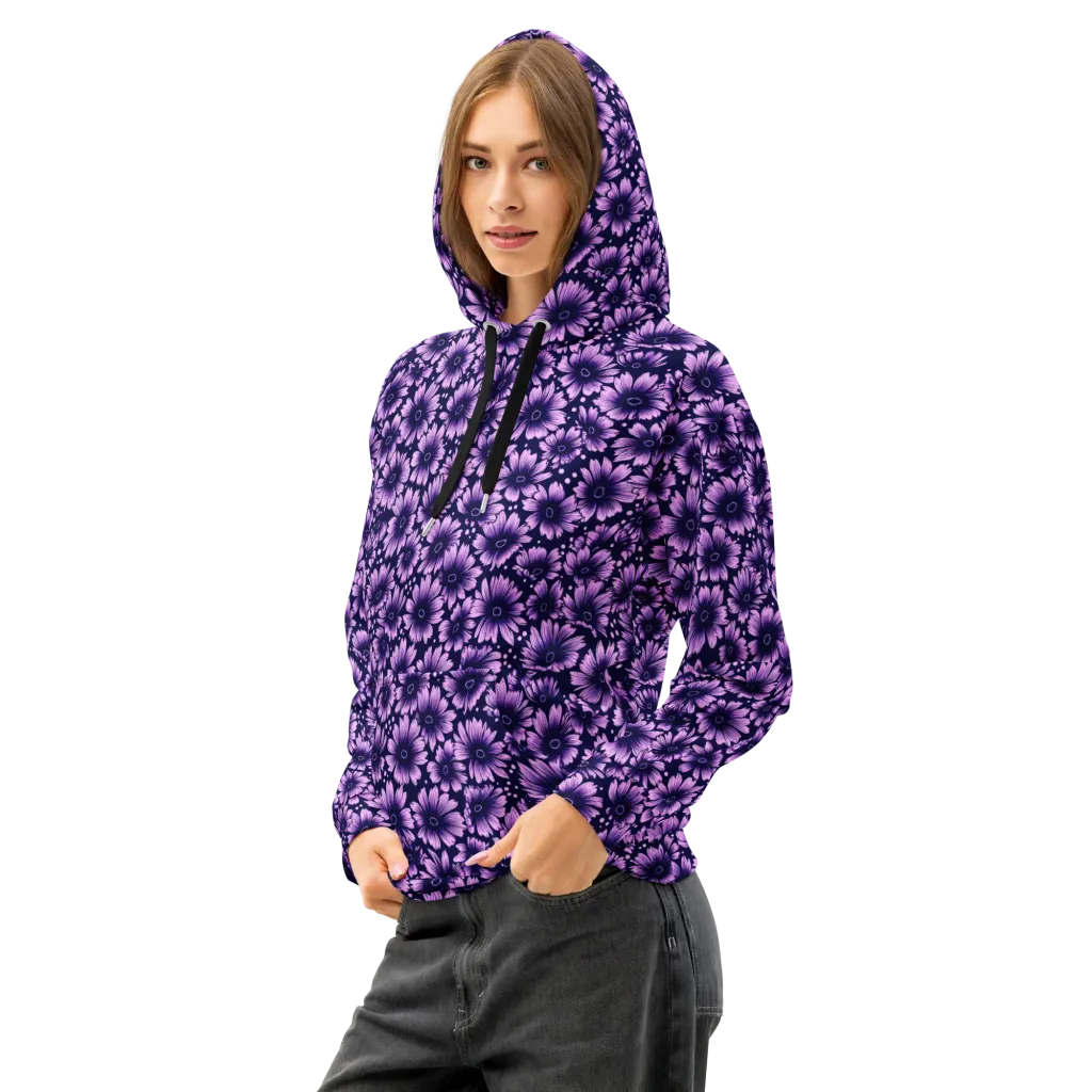 Violet Afterglow on Cotton Hoodie — Left Front
