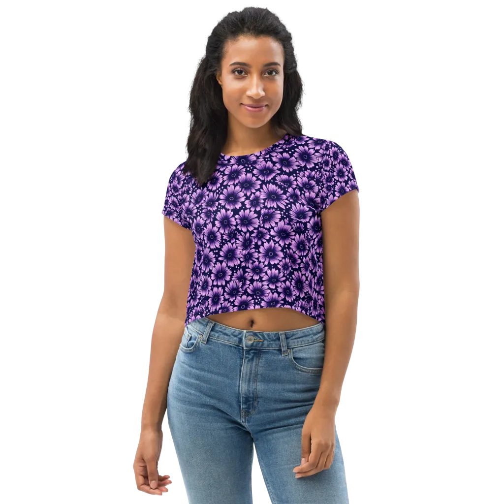 Violet Afterglow on Crop Tee — Front