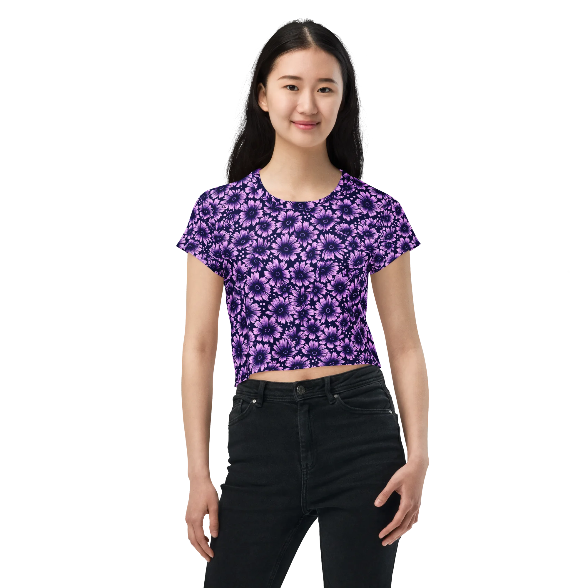 Violet Afterglow on Crop Tee — Front