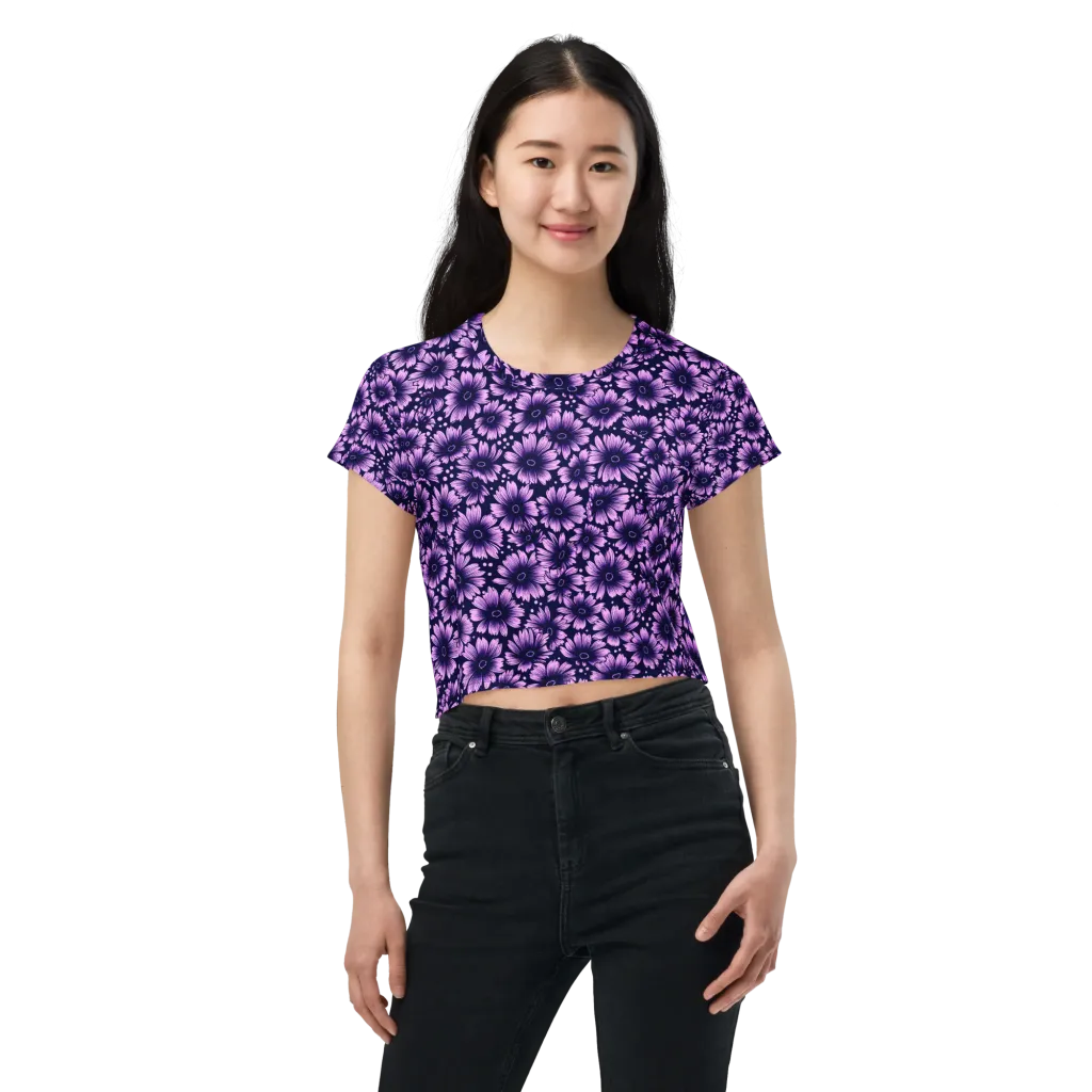 Violet Afterglow on Crop Tee — Front