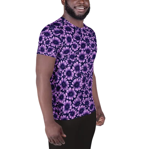 Violet Afterglow on a Men's Athletic T-Shirt