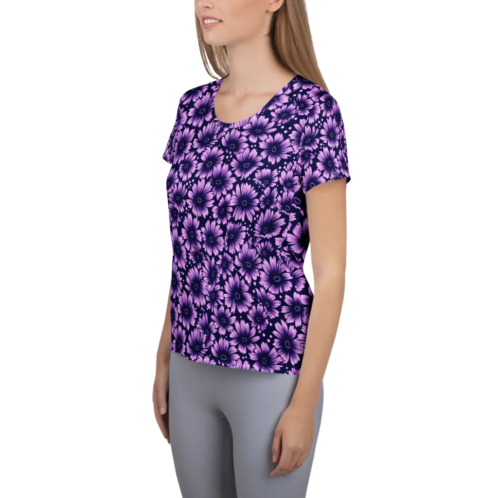 Violet Afterglow on Women's Athletic T-Shirt — Left