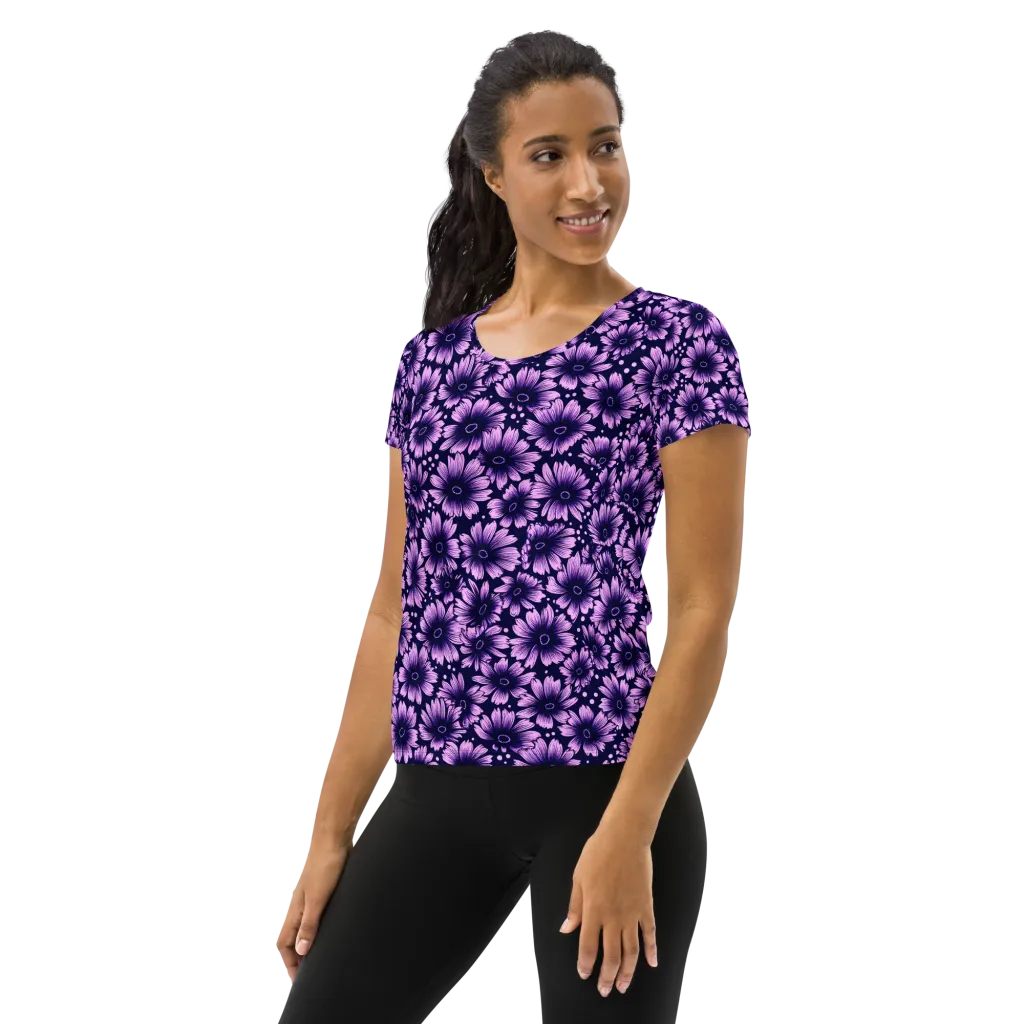 Violet Afterglow on Women's Athletic T-Shirt — Left