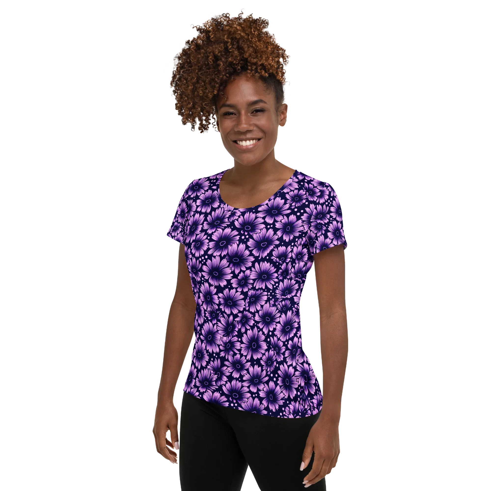 Violet Afterglow on Women's Athletic T-Shirt — Left