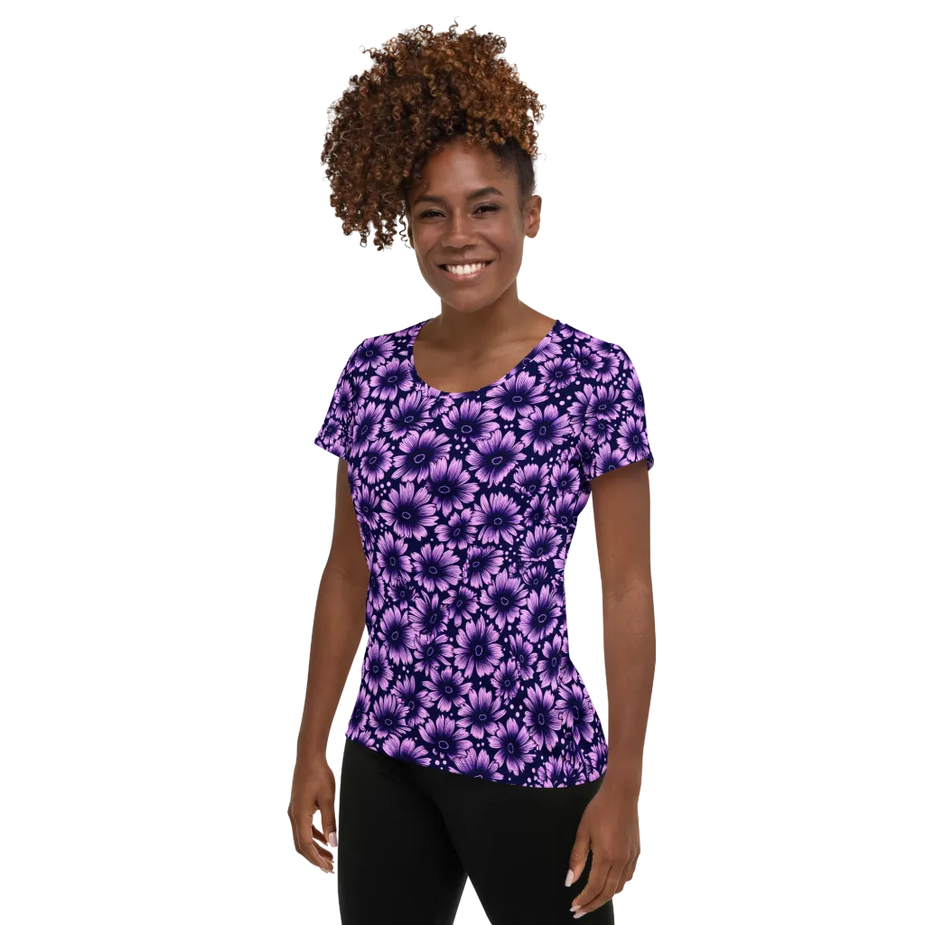 Violet Afterglow on Women's Athletic T-Shirt — Left