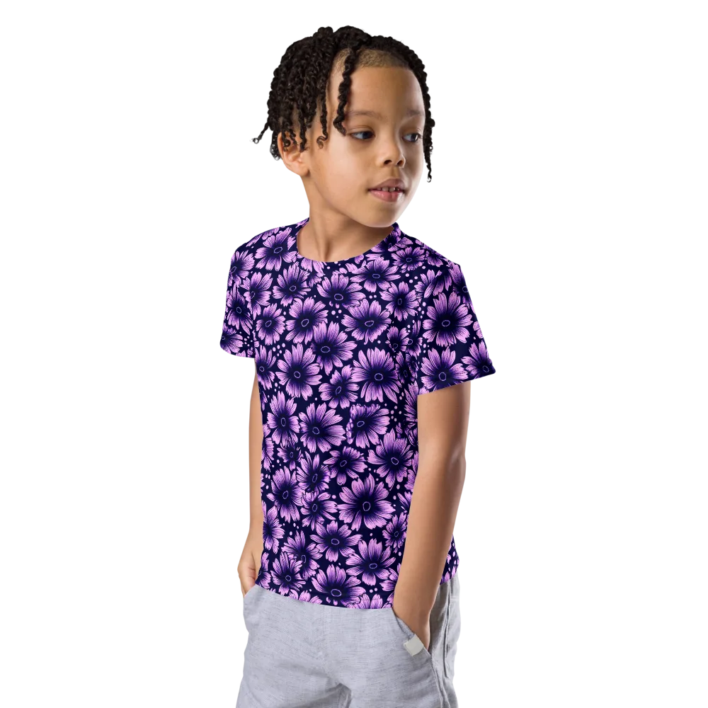 Violet Afterglow on Kids Crew Neck T-Shirt — Left Front