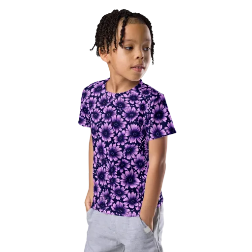 Violet Afterglow on a Kids Crew Neck T-Shirt