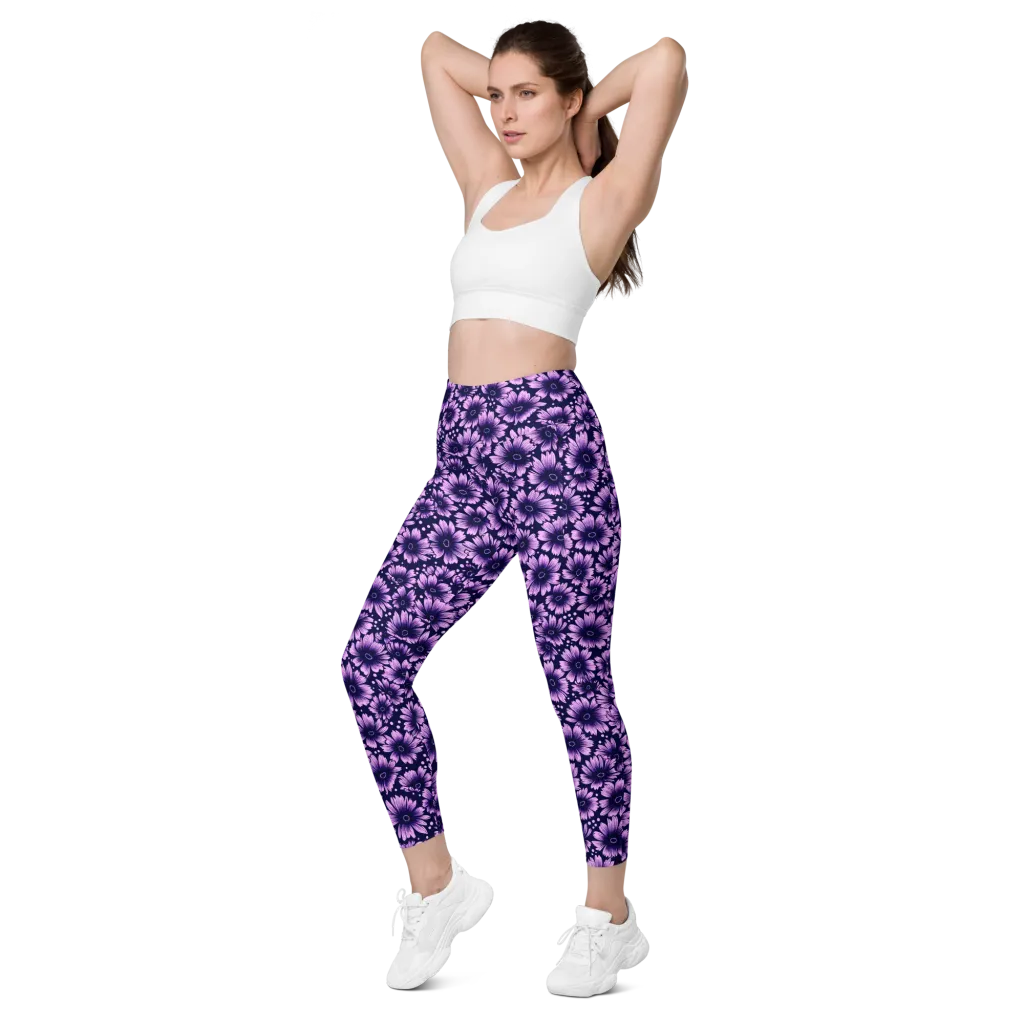 Violet Afterglow on Leggings with Pockets — Left Front