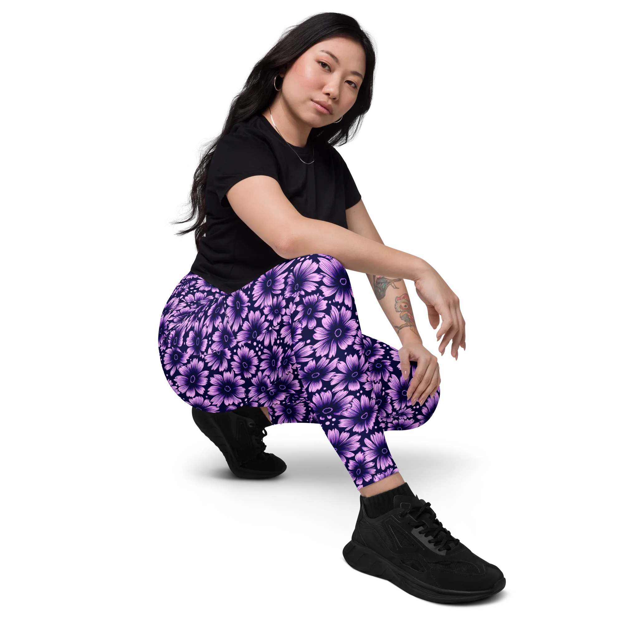 Violet Afterglow on Leggings with Pockets — Right Front