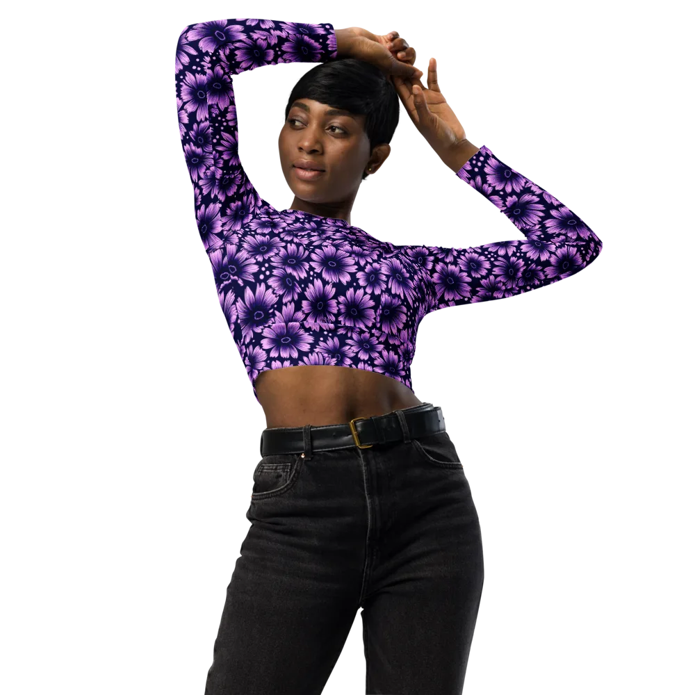 Violet Afterglow on Long Sleeve Crop Top — Front