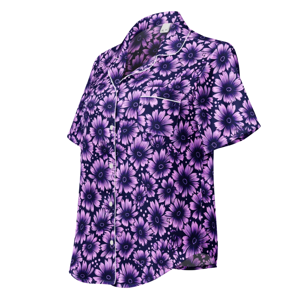 Violet Afterglow on Women's Short Sleeve Pajama Top — Left Front
