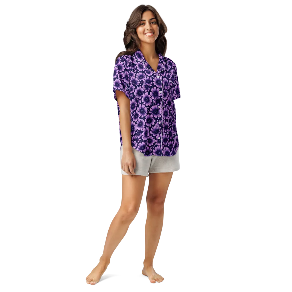 Violet Afterglow on Women's Short Sleeve Pajama Top — Front