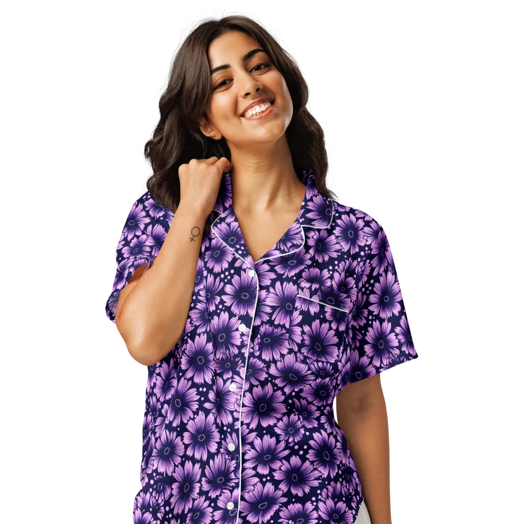 Violet Afterglow on Women's Short Sleeve Pajama Top — Front