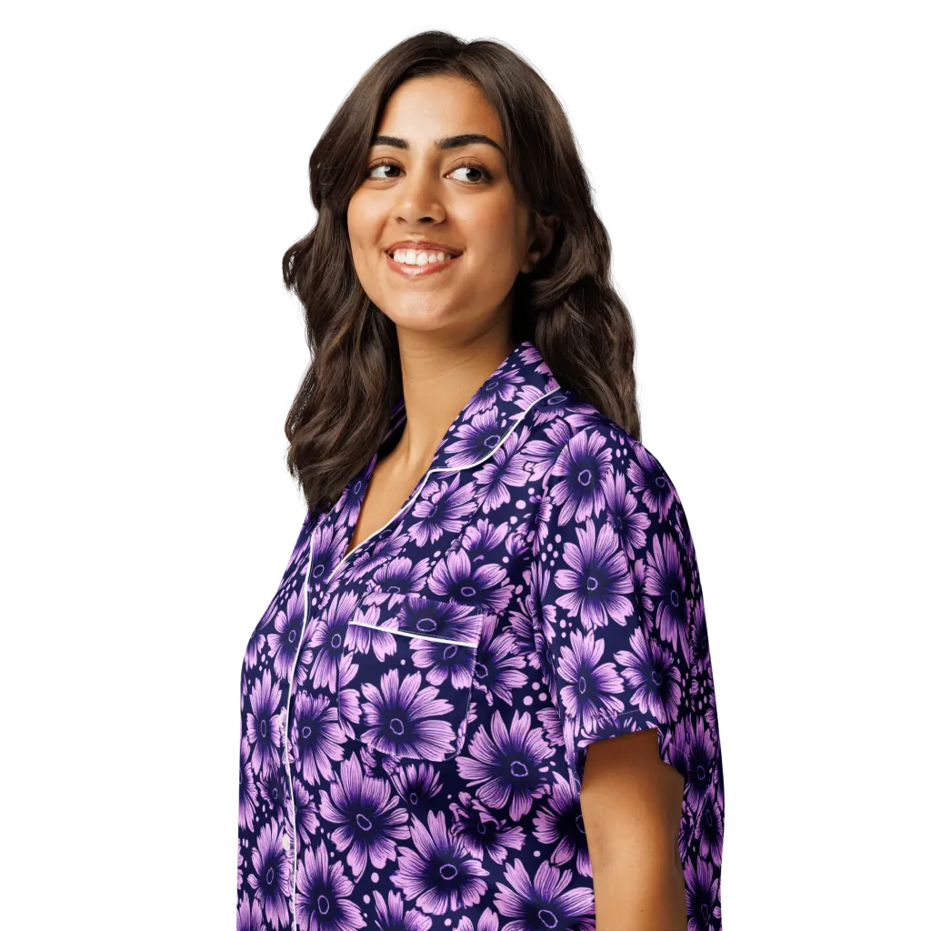 Violet Afterglow on Women's Short Sleeve Pajama Top — Left Front
