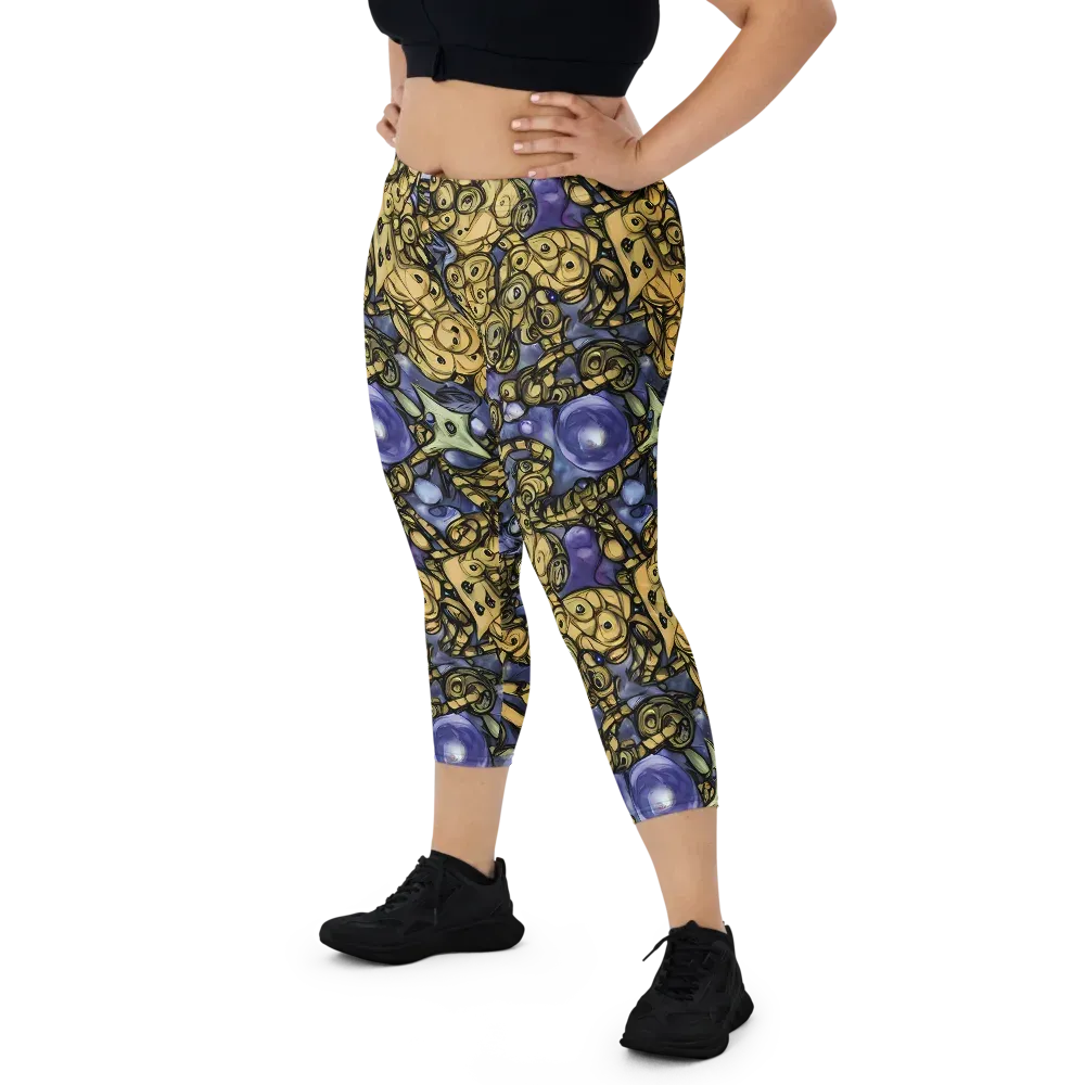 Gilded Dreamscape on Capri Leggings — Front
