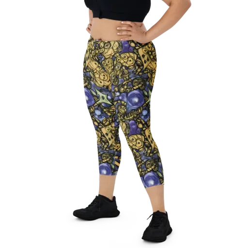 Gilded Dreamscape on a Capri Leggings
