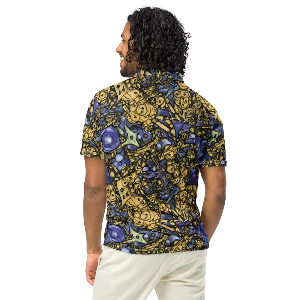 Gilded Dreamscape on Men's Slim Fit Polo Shirt — Back