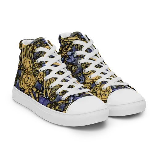 Gilded Dreamscape on a Men's High Top Canvas Shoes