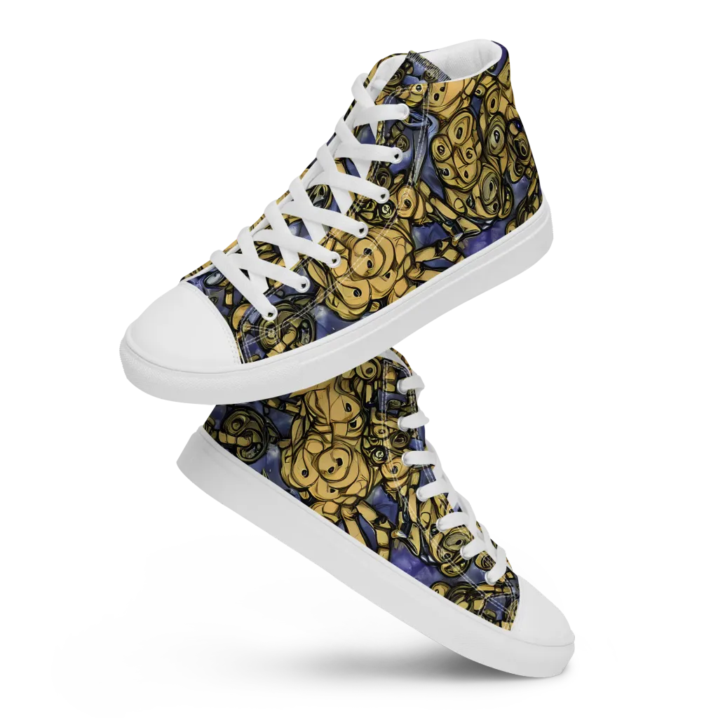Gilded Dreamscape on Men's High Top Canvas Shoes — Front