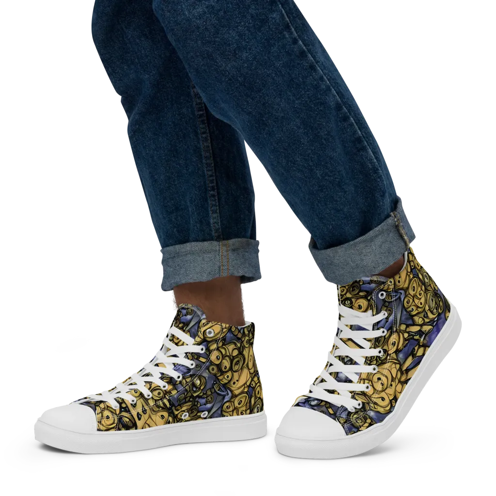 Gilded Dreamscape on Men's High Top Canvas Shoes — Left